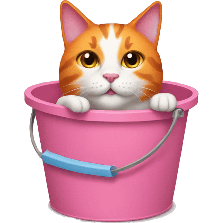 orange cat in pink bucket emoji