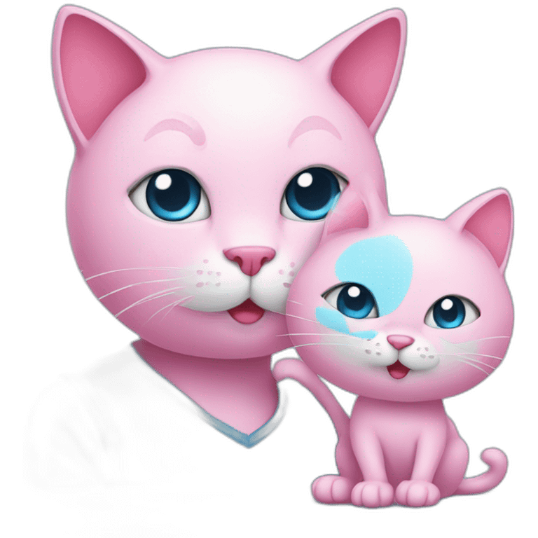 A pink cat and a Blue mouse emoji