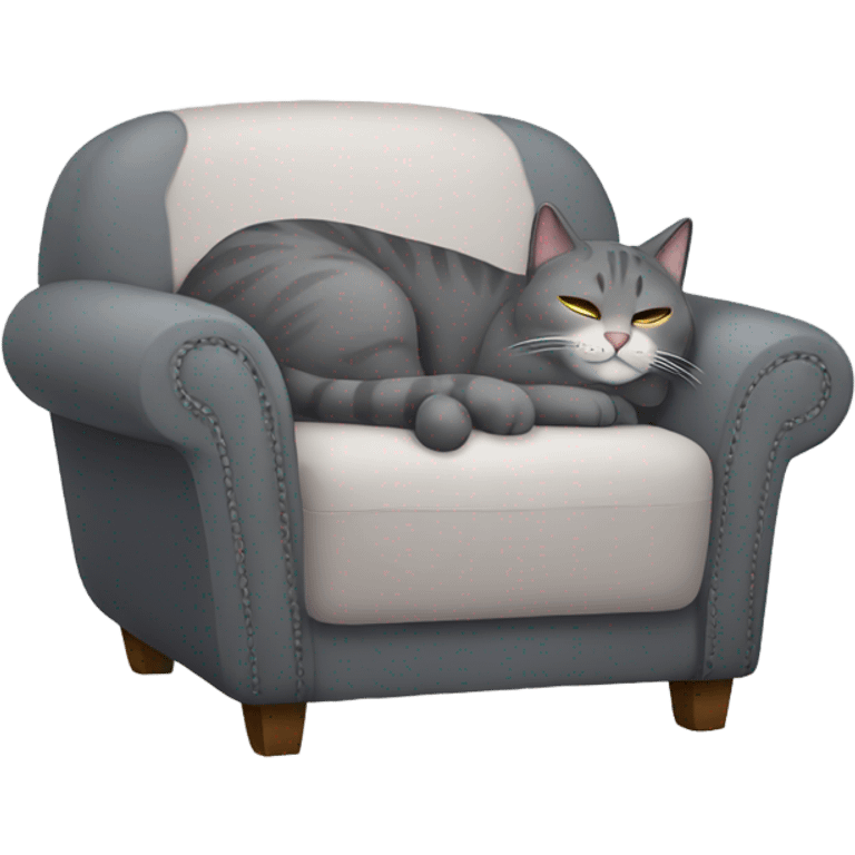 Gray cat sleeping in chair emoji