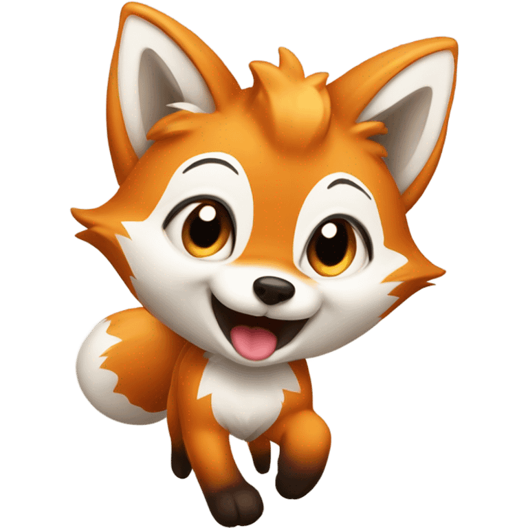 detailled kawaii fox running emoji