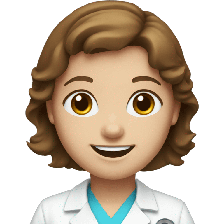 Nurse, with brown hair, big smile, blue eyes  emoji