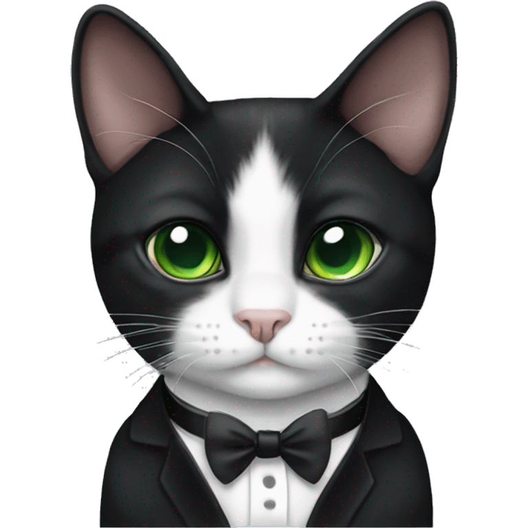 Tuxedo cat with emmerald eyes emoji