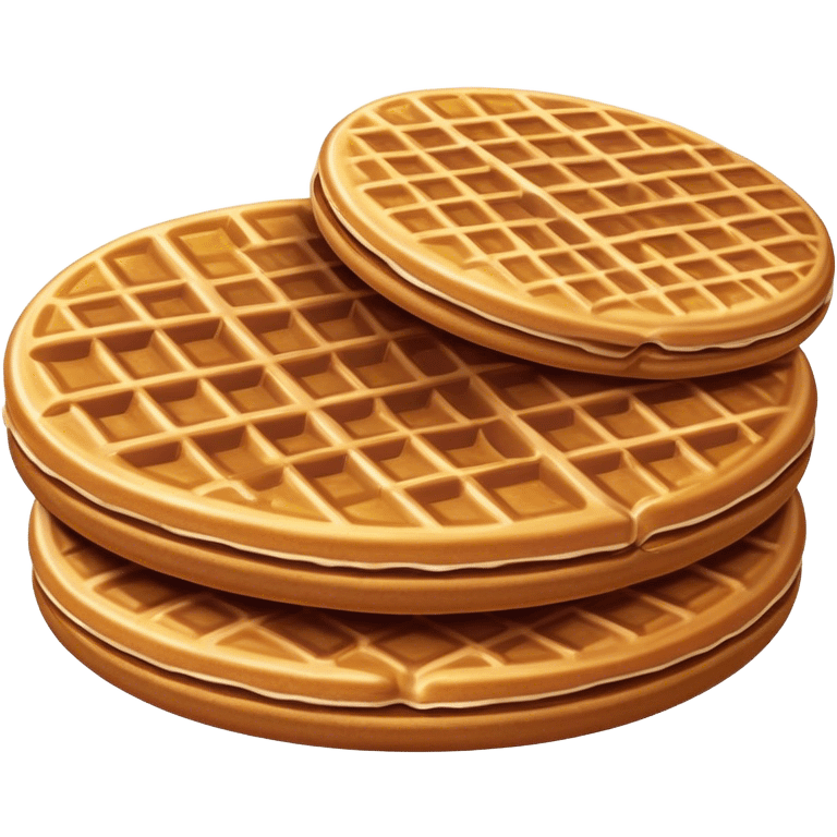 Stroopwafel Cinematic Realistic Stroopwafel Dessert Emoji, depicted as a single, flat, delicate caramel-filled waffle cookie rendered with crisp textures and warm, inviting lighting. emoji