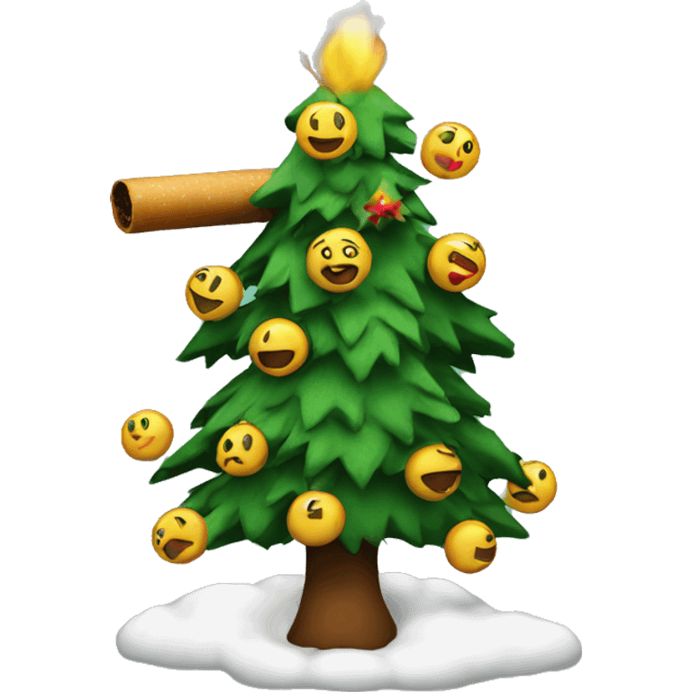 Smoking by the Christmas tree emoji