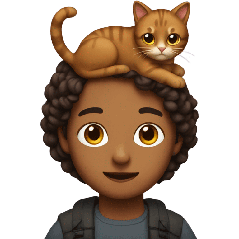 Me with a brown cat on my shoulders emoji