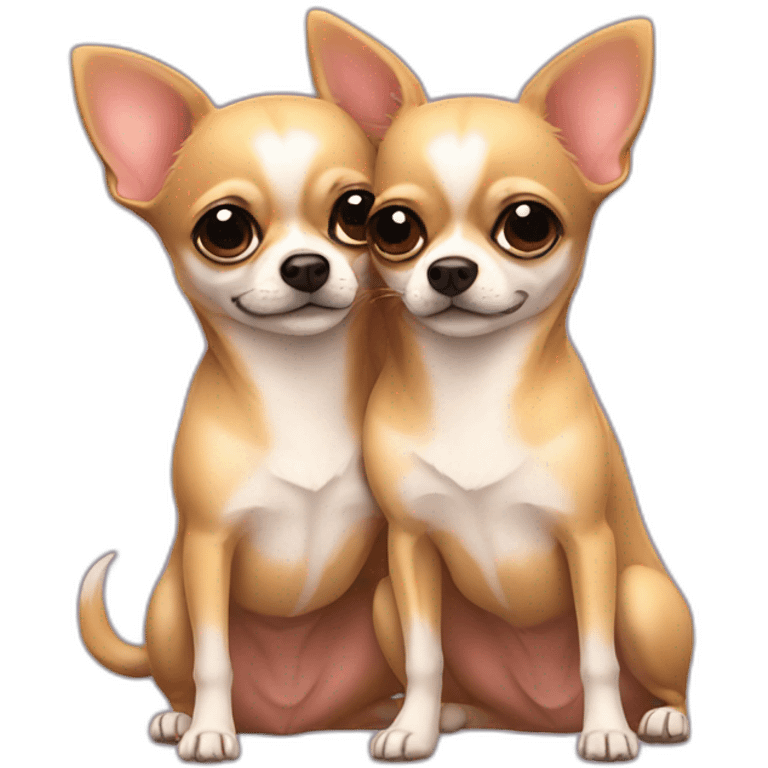 Two chihuahuas hugging in love emoji