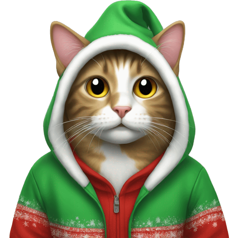 Cat with christmas hoodie emoji