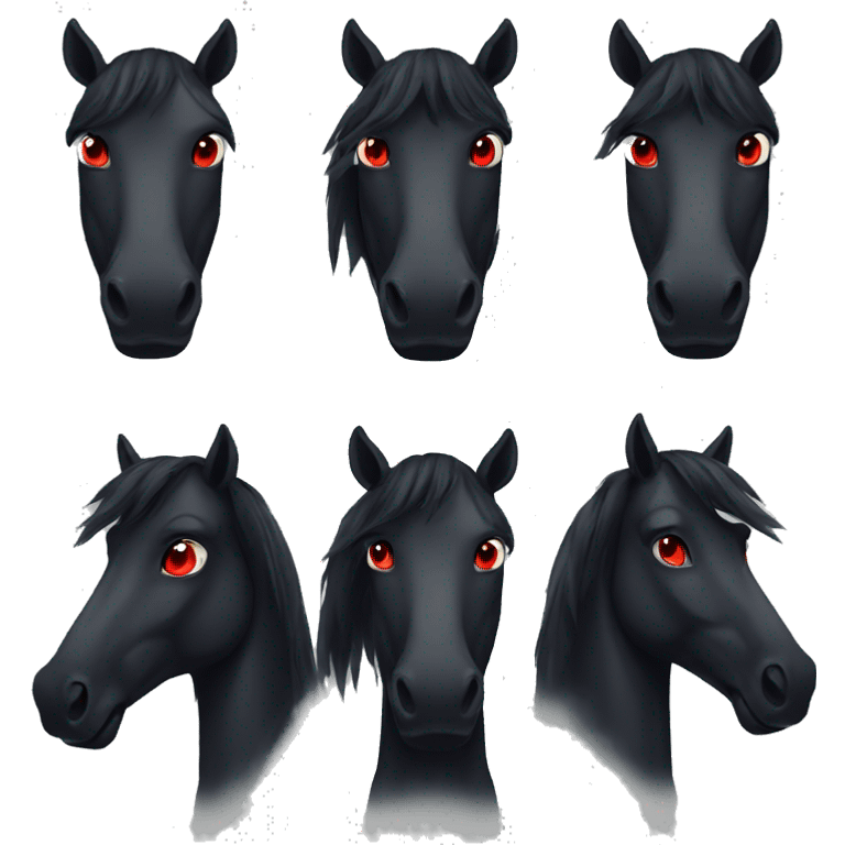 Serious Black horse with red eyes emoji