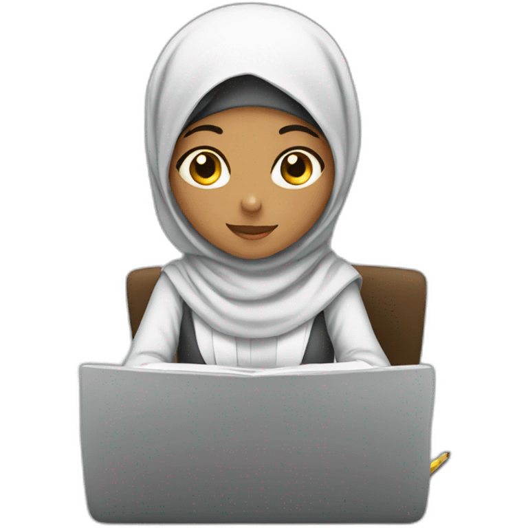 girl with hijab working homework emoji