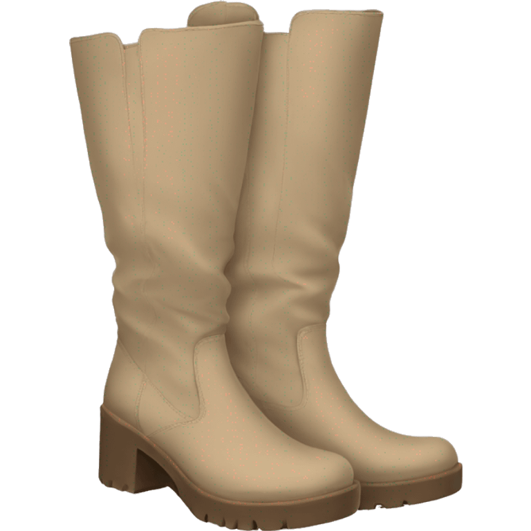 pair of beige chunky knee high boots emoji