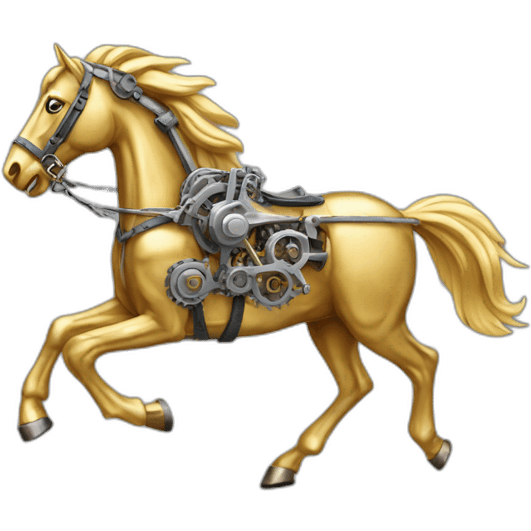 Mechanical golden running horse emoji