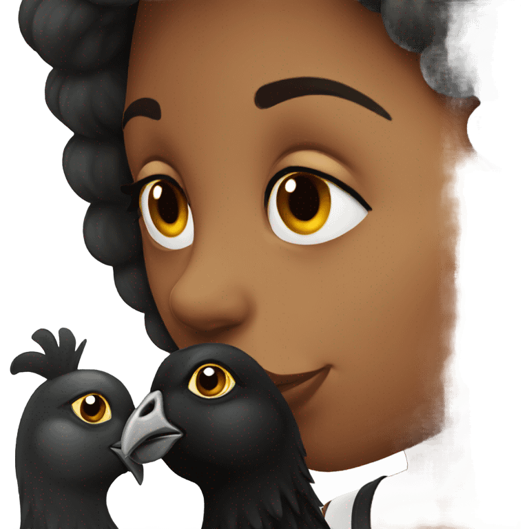 girl kissing a black hen emoji