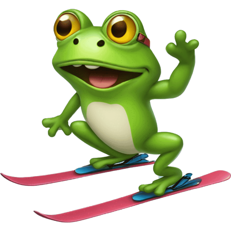 Skiing frog emoji