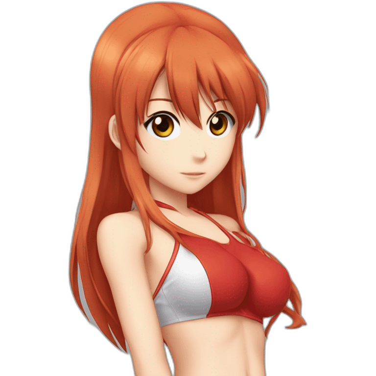 asuka langley nue, full-body, long-hair, teen, enfant, bikini emoji