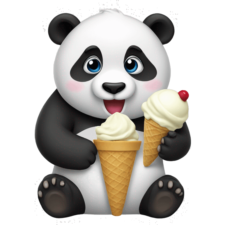 Panda eating ice cream emoji