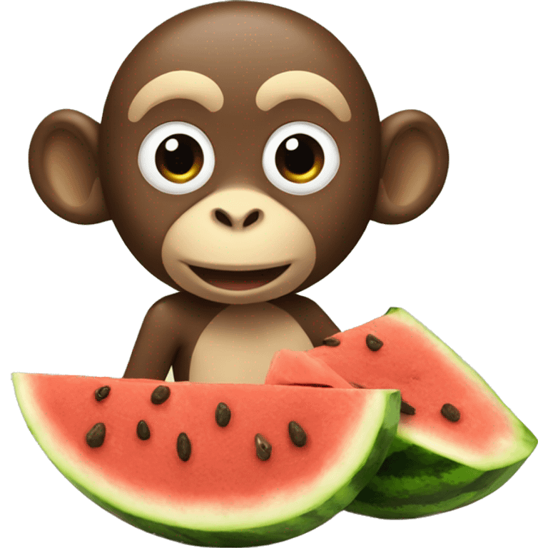 Monkey eating watermelon and chicken emoji