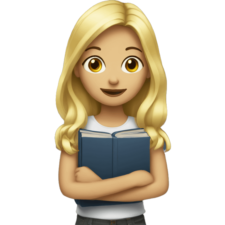 blonde girl with books emoji