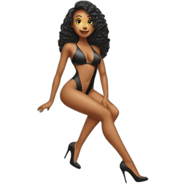 sexy woman on high heels swimming suit long legs posing emoji