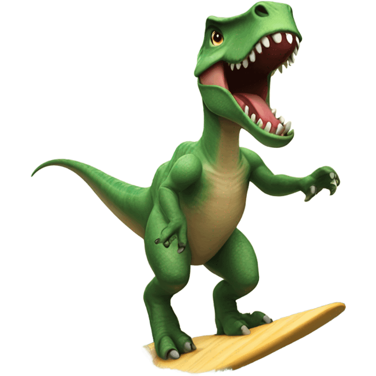 Dinosaur surfing emoji