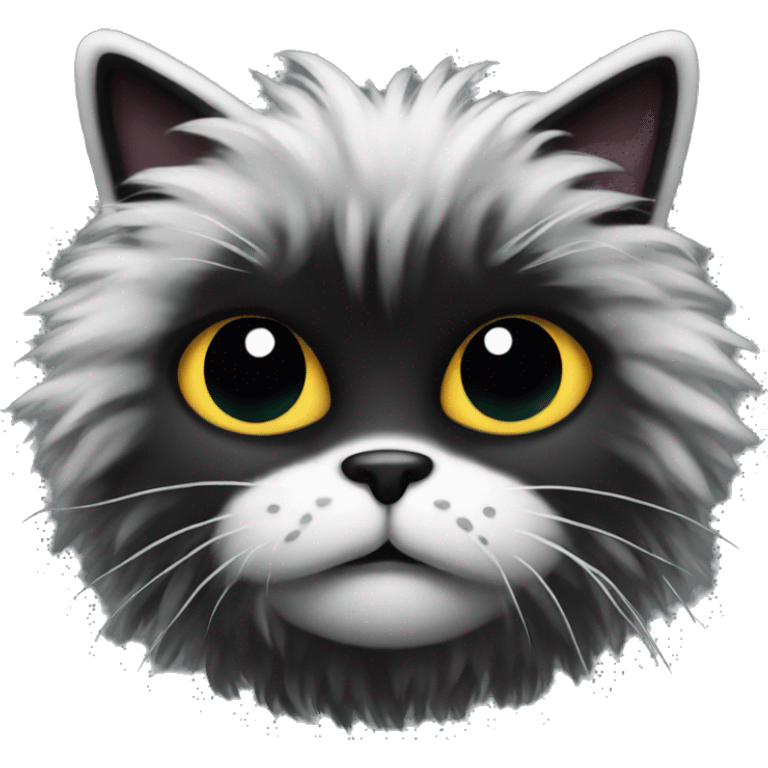 Black fluffy psycho kitty emoji