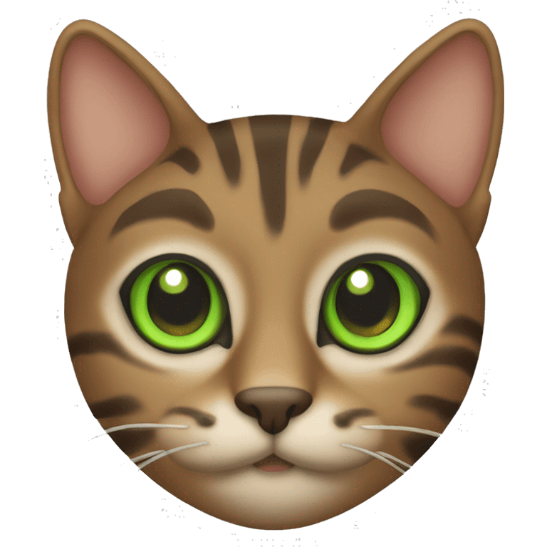 Brown tabby cat’ head with greeny eyes  emoji