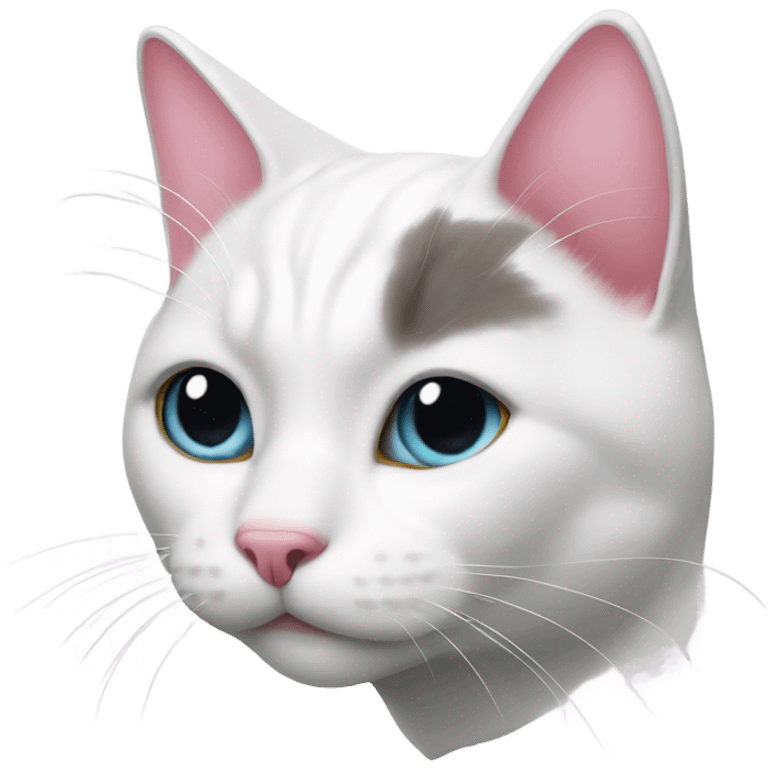 White cat with pink nose  emoji