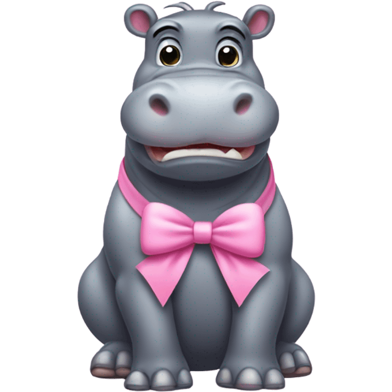 Hippopotamus with pink bow emoji