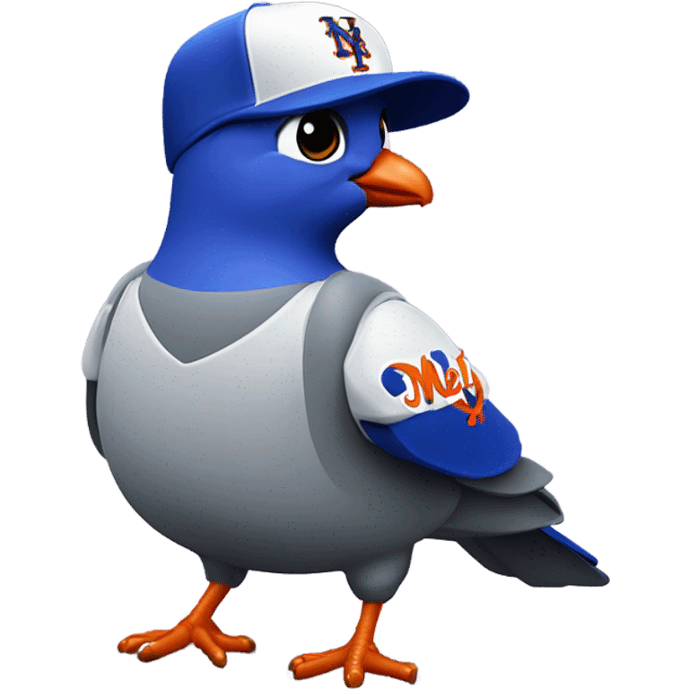 Pigeon with a New York Mets uniform emoji