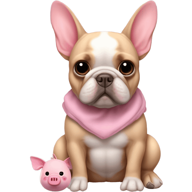 french bulldog with pig plushie emoji