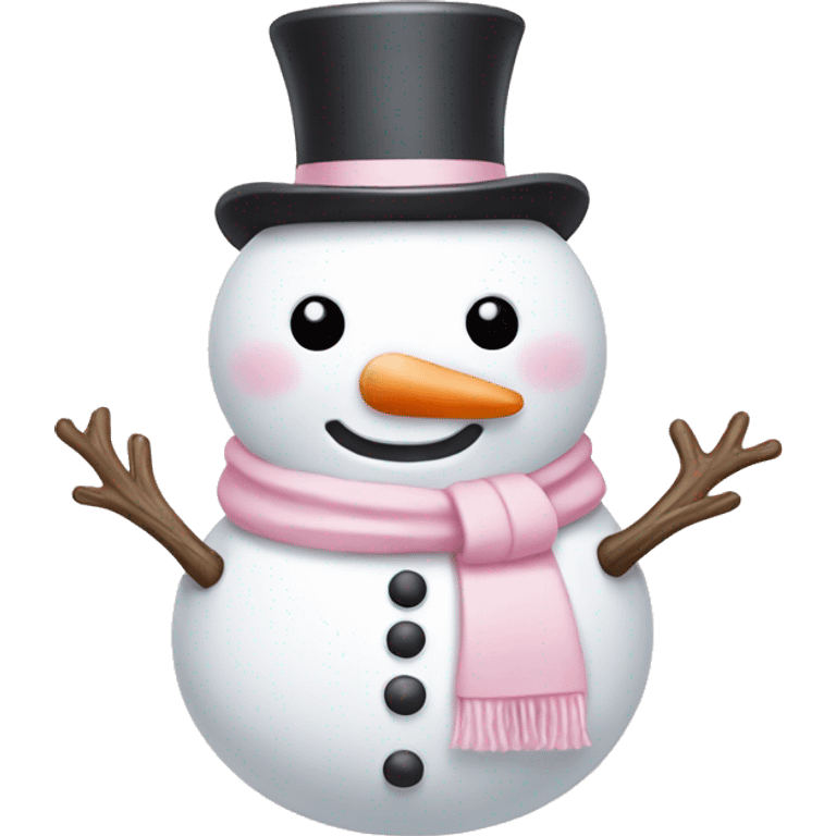 Cute white and light pink snowman emoji