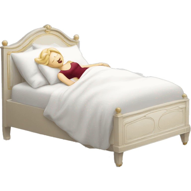 Femme blanche châtain qui dort dans un grand lit emoji