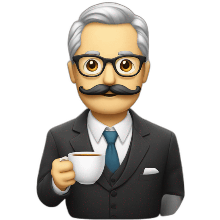 glasses and mustache man, spillin the tea, gossiping emoji