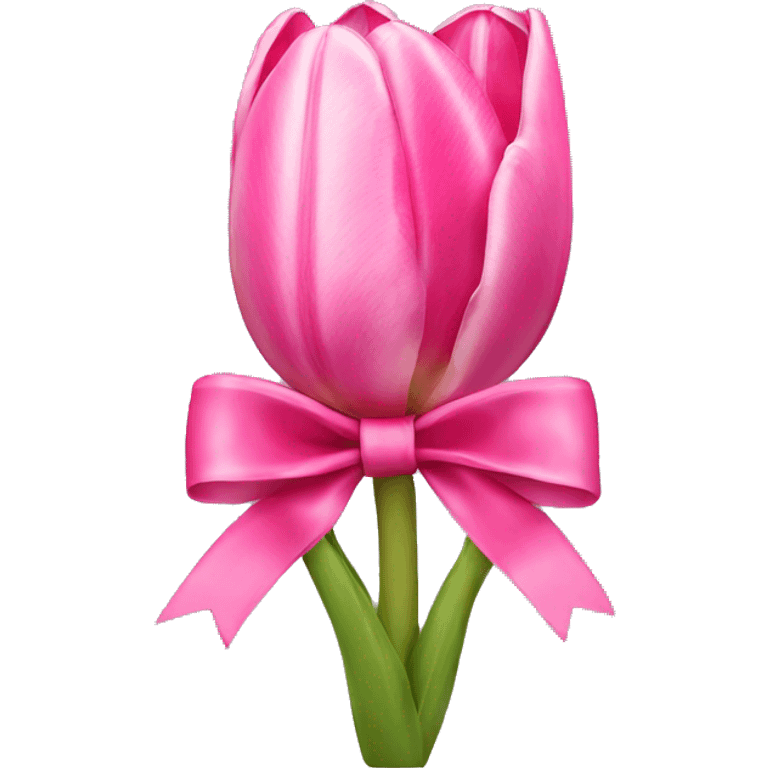 Pink tulips with a bow emoji