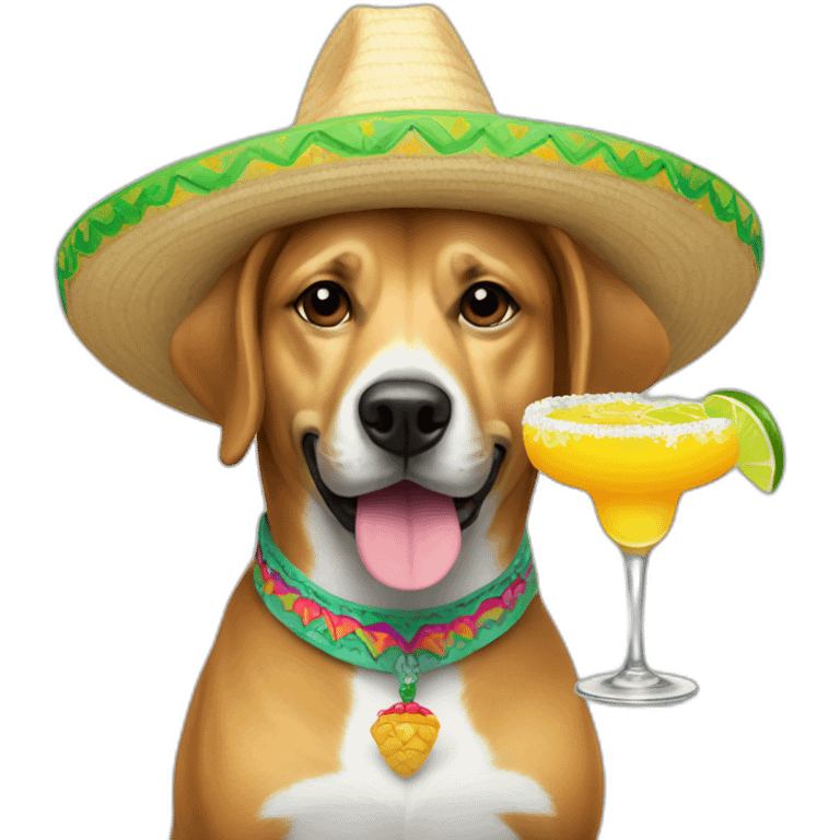 dog in sombrero holding margarita emoji