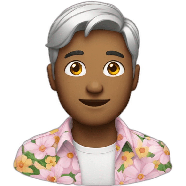 man wearing flower shirt emoji