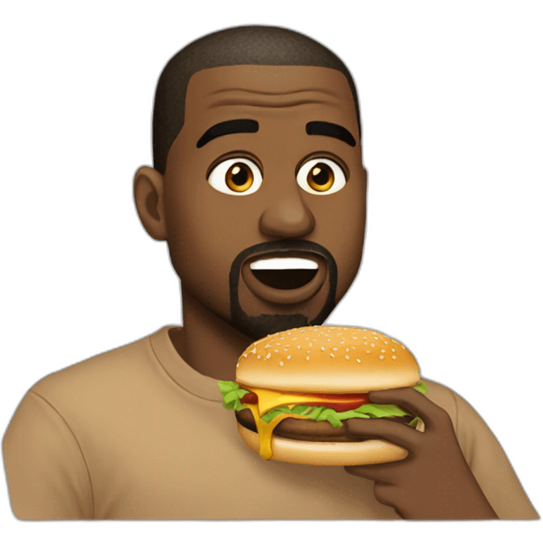 Kanye West eating a burger emoji