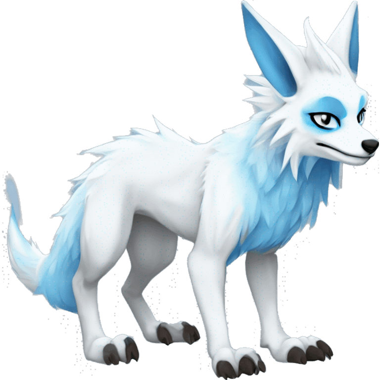 Cute Protogen-vernid-sergal-wickerbeast-fantasy-animal-fursona griffsnuff & LiLaiRa & Falvie full body white and light blue fur emoji