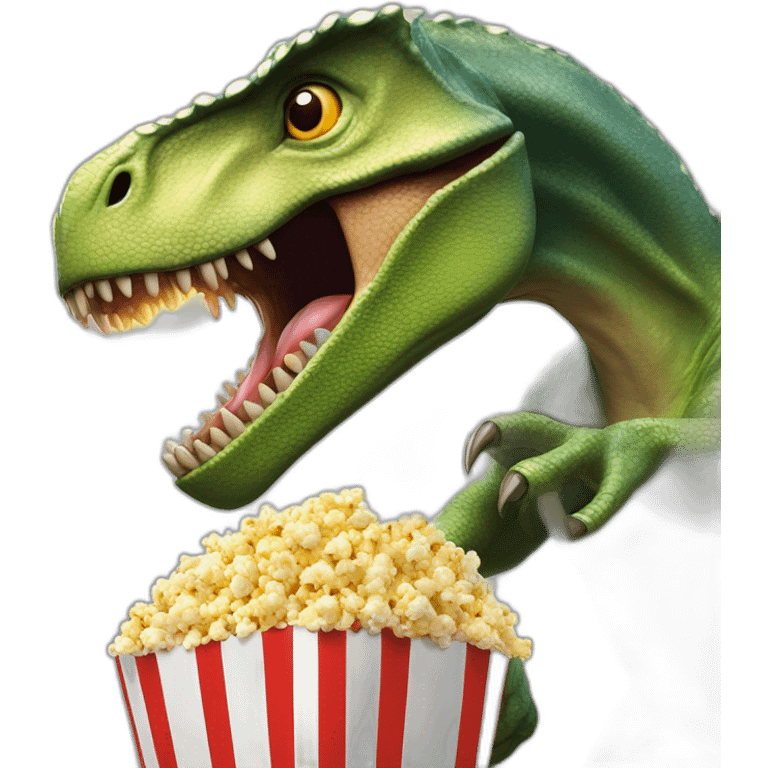 dinosaur firing laser beams trhough his eyes while eating popcorn emoji