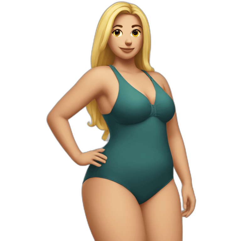 Slim-Thicc caucasian woman swimsuit posing emoji