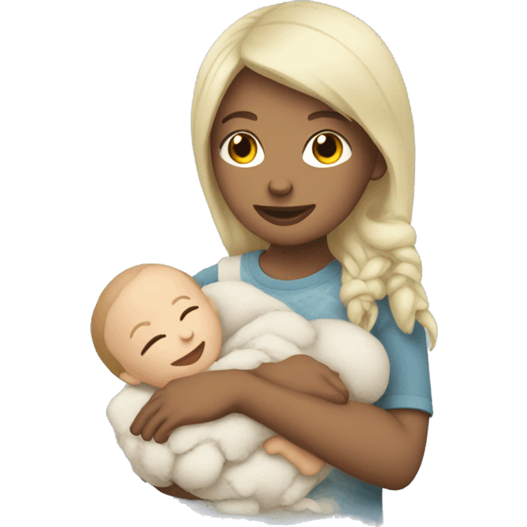 little white girl with baby son plushy emoji