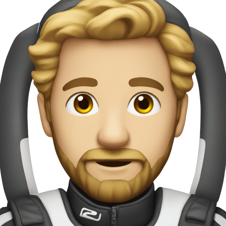 bold man with beard in racing suit emoji