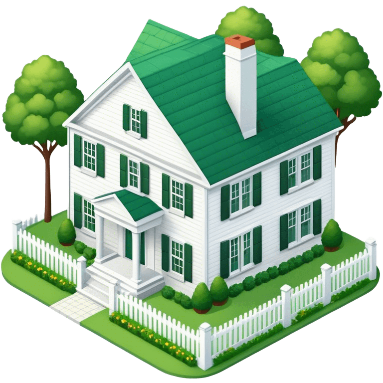 colonial-style suburban house isometric exterior view emoji