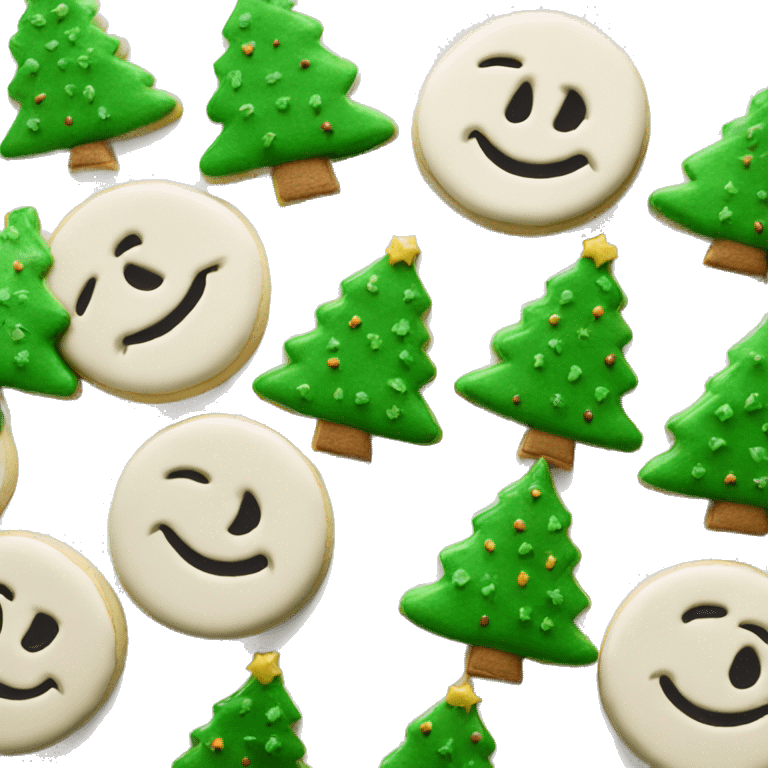 One round Pillsbury Christmas sugar cookie with a green Christmas tree in the middle only emoji