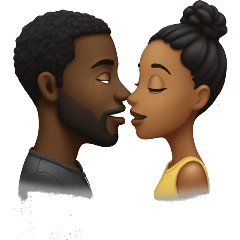 black guy and black girl kissing  emoji