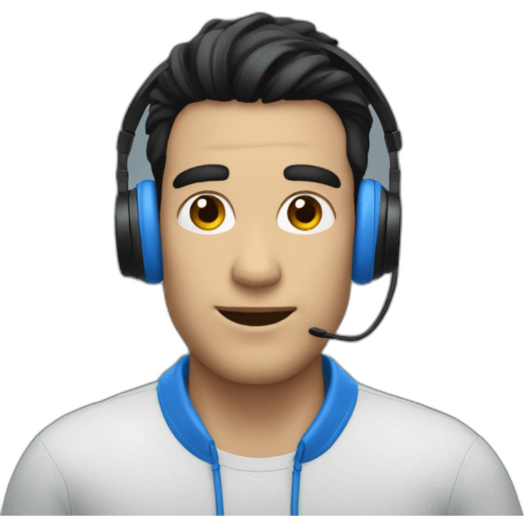  a man with blue headphones, black hair emoji