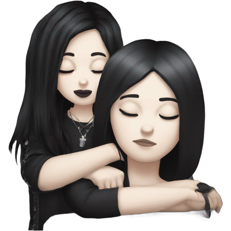 goth white girl and black hair sleeping emoji