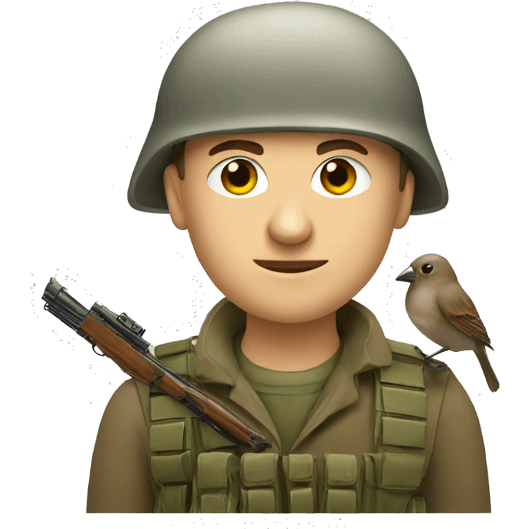 russian soldier with sparrow  emoji