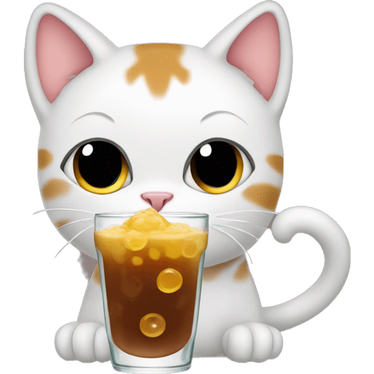 Cat drinking boba emoji