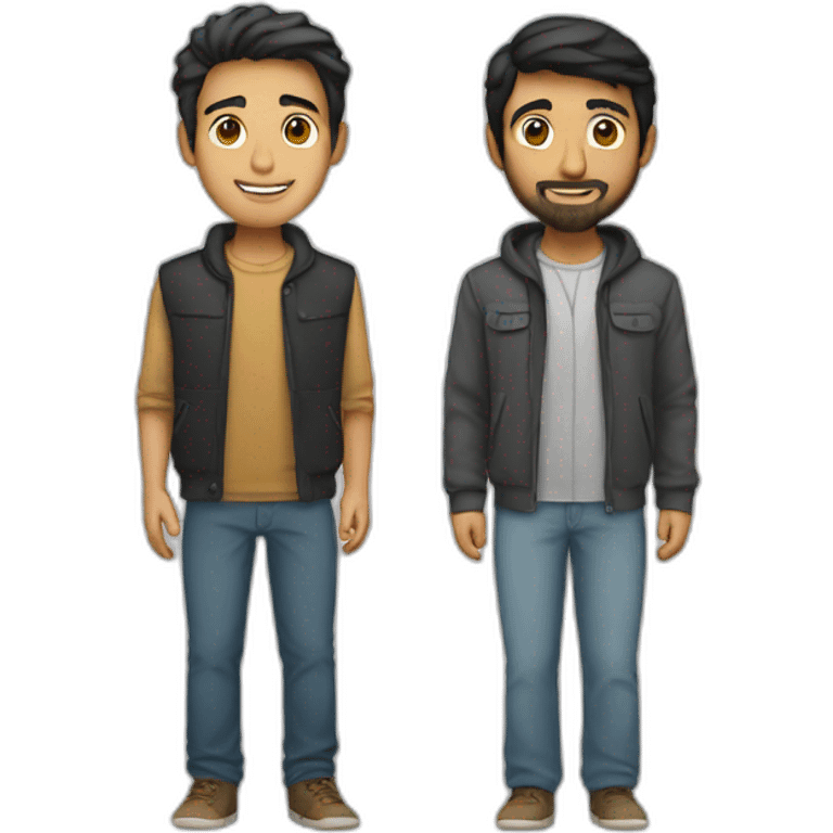 Arab asian and italian male friends standing together emoji