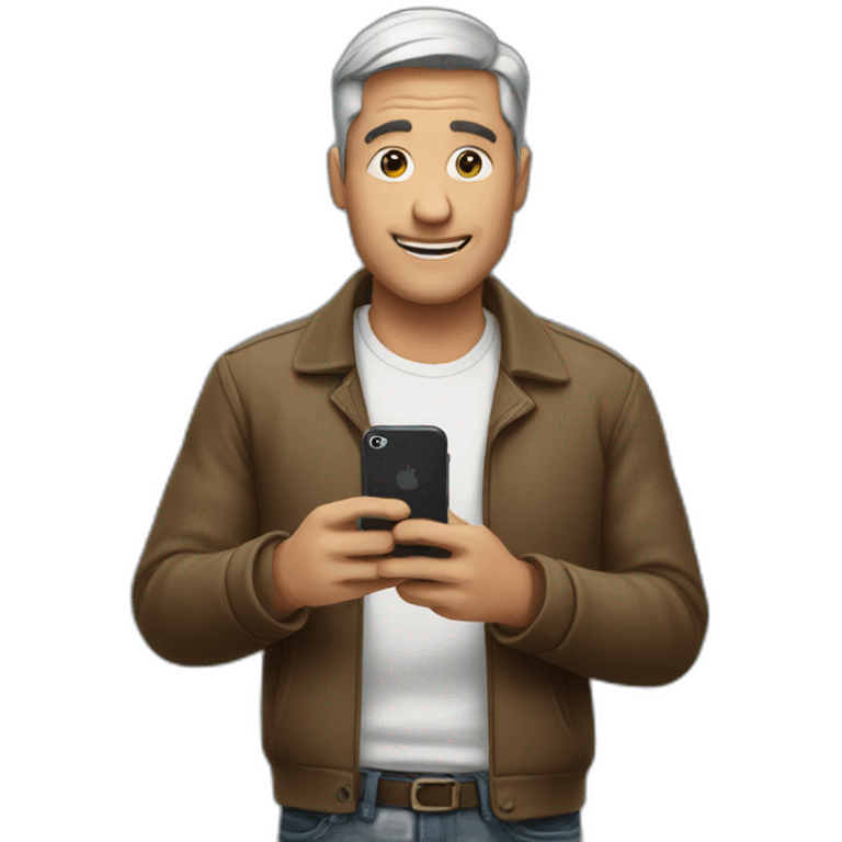 Man with an iPhone in his hands emoji